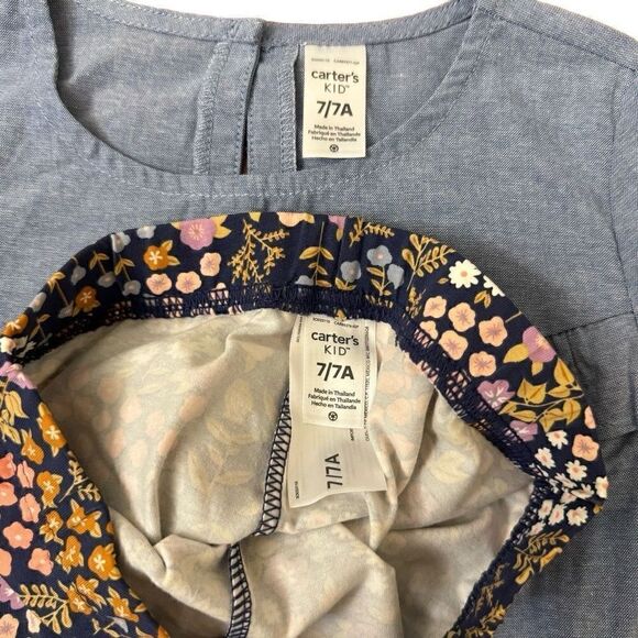 Carter’s NEW Chambray Top & Floral Leggings Ser Size 7 - Picture 3 of 6